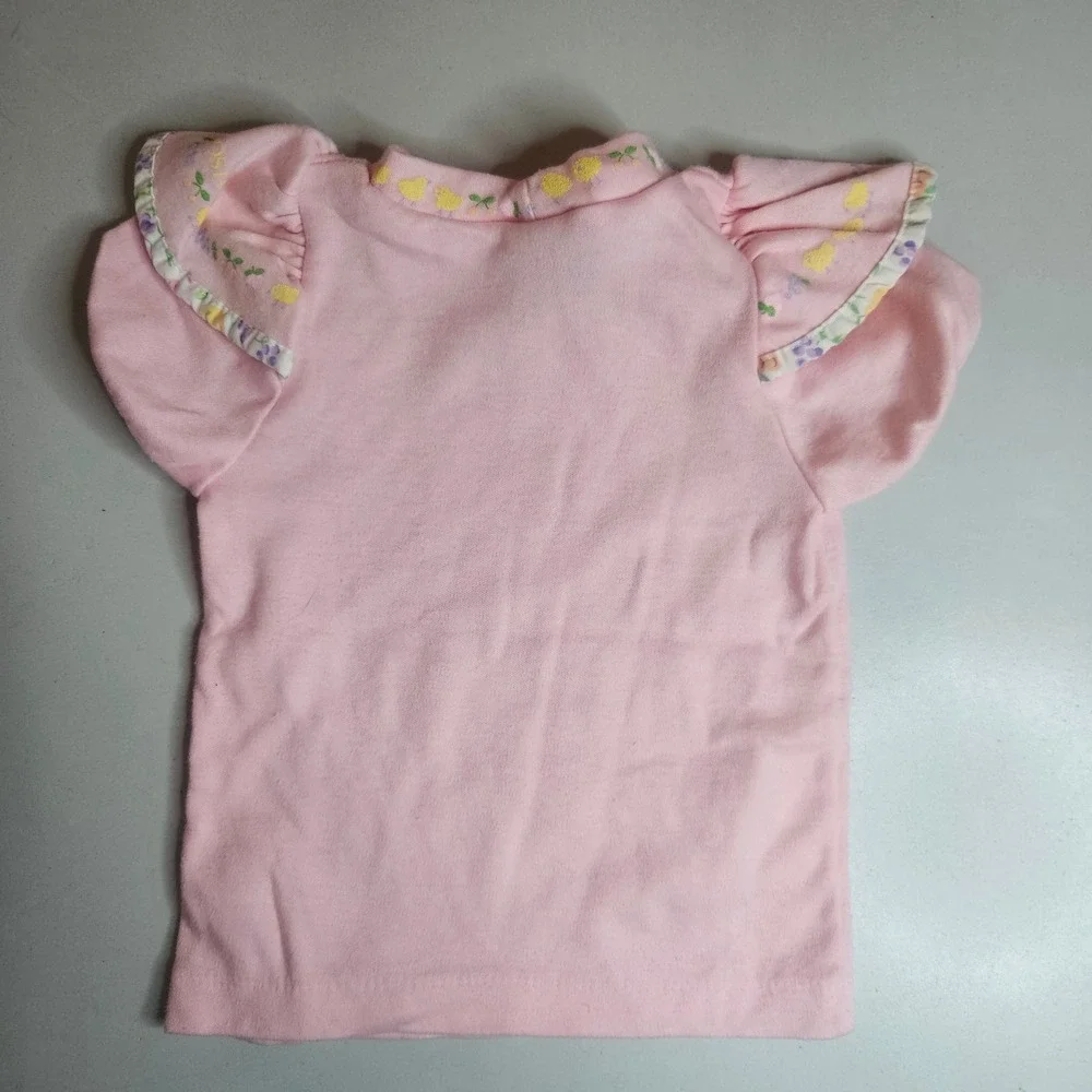 Vintage‎ OshKosh B'gosh Baby Girls 12M Floral Fruit Romper Set Made in USA Pink